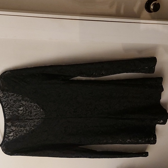 Lace Shorts Romper/ Black/ Sz L/Floral/ Long Sleeved/ See Through/ Sexy/ NWOT/ - Picture 4 of 6